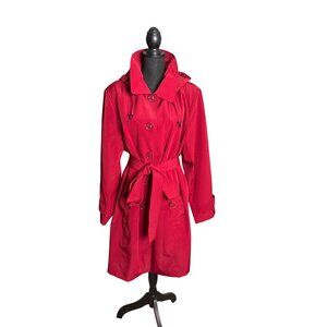 Maggie Barnes For Catherines Candy Apple Red Hooded Trench Coat Size 1X